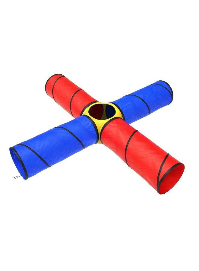 Hey! Play! Kids Play Tunnel 4Way Pop Up Crawl Through Tent Indoor/Outdoor Fun For Kids Dogs Toddlers & Children Foldable & Portable Playhouse Multicolor - Image 1