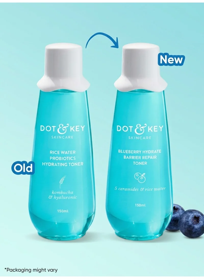 Dot & Key  Dot & Key Rice Water Hydrating Toner With Hyaluronic | Rice Water Toner For Dry Skin, Sensitive Skin & Oily Skin | Alcohol-Free |Quick Absorbing & Non Sticky, For Hydrated Skin | Exfoliates Pores | 150ml  | Best Price UAE
