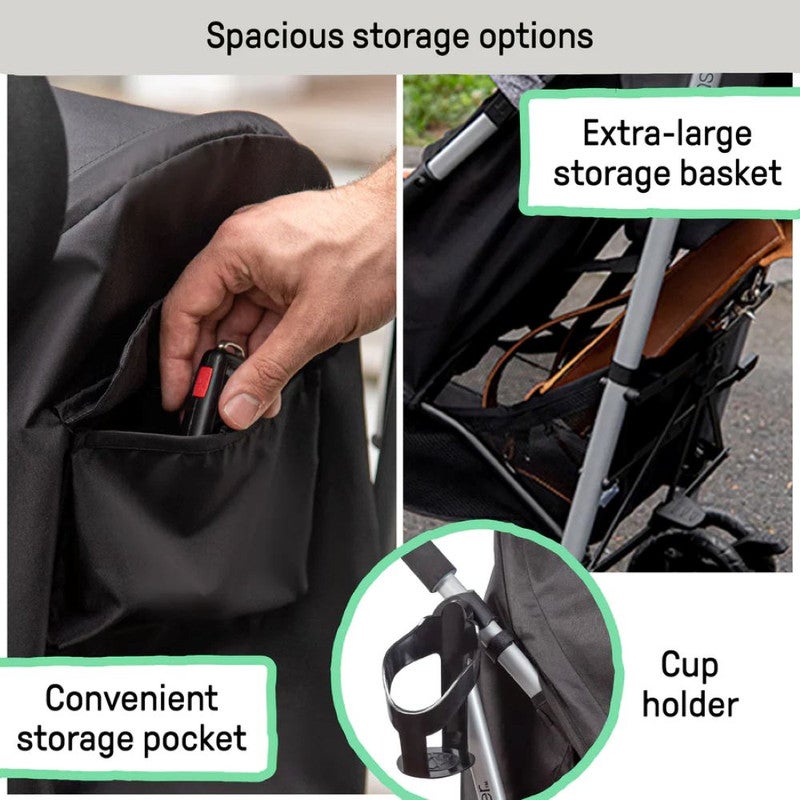 Ingenuity - 3Dlite ST Convenience Stroller, Lightweight Foldable Stroller with Storage, Ages 6–60 Months - Black - Image 4