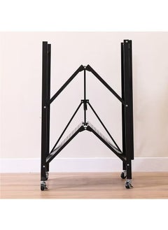 Generic 3-layer foldable storage rack with wheels, kitchen storage rack, pantry and closet organizer, black  - Image 3