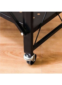 Generic 3-layer foldable storage rack with wheels, kitchen storage rack, pantry and closet organizer, black  - Image 5
