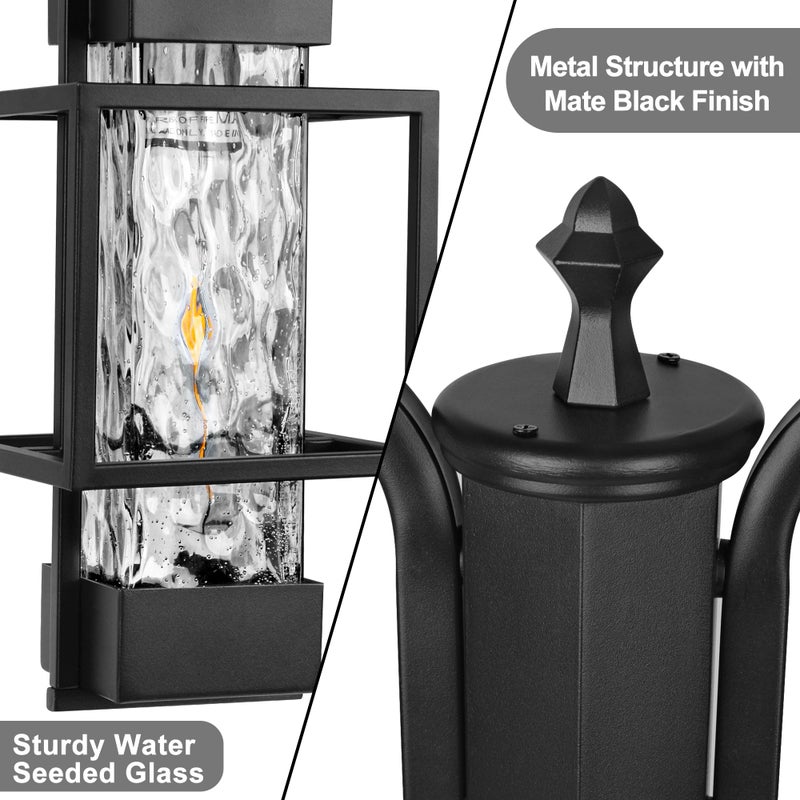PARTPHONER Modern Outdoor Lamp Post Light 2-Head, Hardwired Street Light Post for Outside Metal Pole Light Outdoor Lighting with Water Glass Shade for Garden Patio Backyard Walkway Driveway - Image 2
