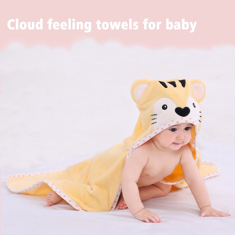 TBEZY Baby Hooded Towel with Unique Animal Design Ultra Soft Thick Cotton Bath Towel for Newborn (Tiger) - Image 3
