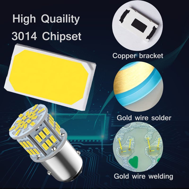 Melphan-Auto 1157 Led Brake Light Bulb, 12V-24V 1157 7528 2357 2057 BAY15D LED Replacement Light Bulb for Brake Tail Light for Car RV Trailer Boat, 54SMD 3014 Chipset White light, 2PCS - Image 4