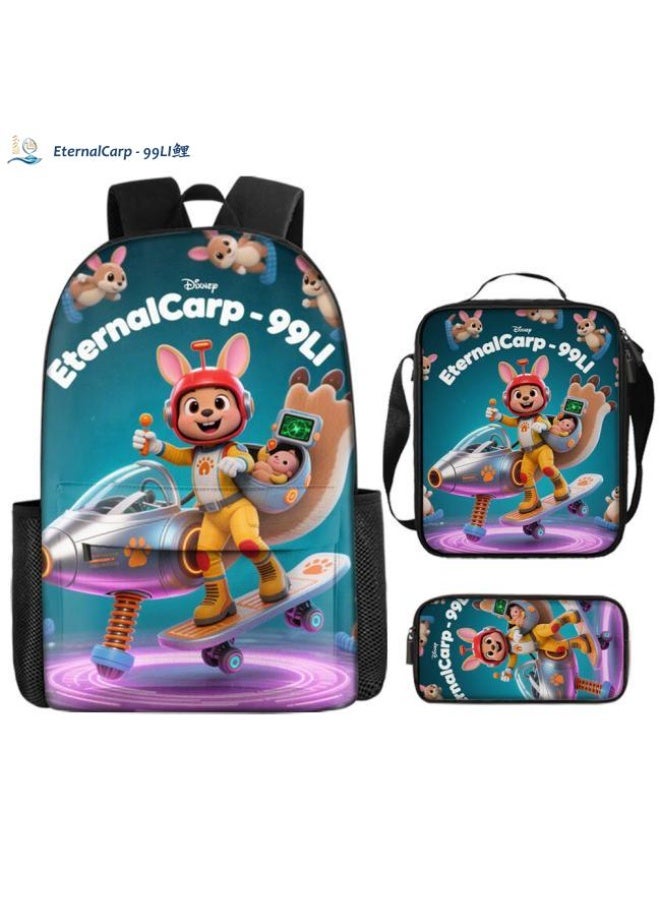 Bright Li Fire Shoulder + hand-held + stationery bag | Cartoon bag 3-piece set, easy to cope with various occasions (available for students, children, friends' outings, mountain climbing, school, etc.) | Back to school season/holiday gifts - 119 - Image 1