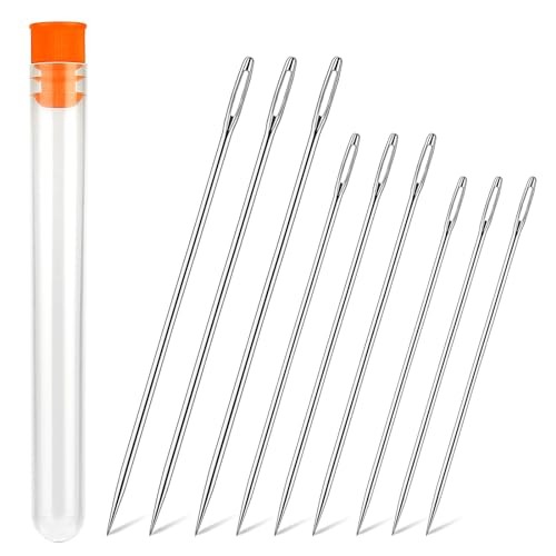 WONVOC Long Sewing Needles, 9 Pcs & 3 Sizes-4.9/5.9/6.9'' Stitching Needles, Hand Sewing Needles for Stitching and Crafting Projects, Carpet, Cushion, Curtain - Image 1