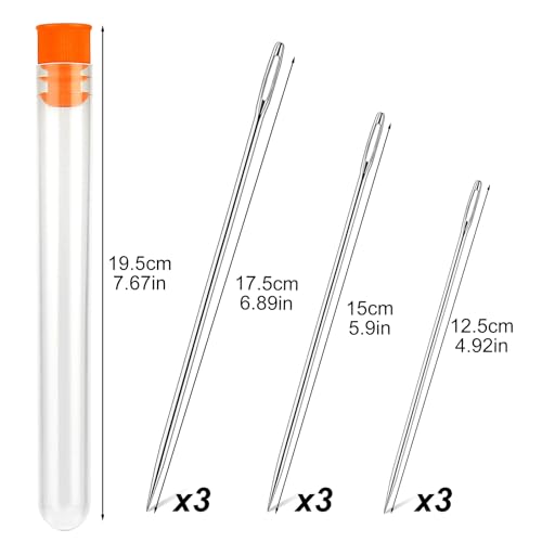 WONVOC Long Sewing Needles, 9 Pcs & 3 Sizes-4.9/5.9/6.9'' Stitching Needles, Hand Sewing Needles for Stitching and Crafting Projects, Carpet, Cushion, Curtain - Image 2