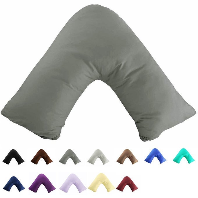 100 COTTON 300 THREAD COUNT SOILD ENVELOPE STYLE V SHAPEDTRIBOOMERANG STANDARD PILLOW CASE CUSHION COVER ONLY COVER NO INSERT DARK GREYGRAY