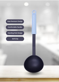 British Chef Soft  Nylon Ladle Spoon with Silicone Handle, Heat Resistance, Non Stick Flexible Ladle-Black & Light Grey BC-329  - Image 4