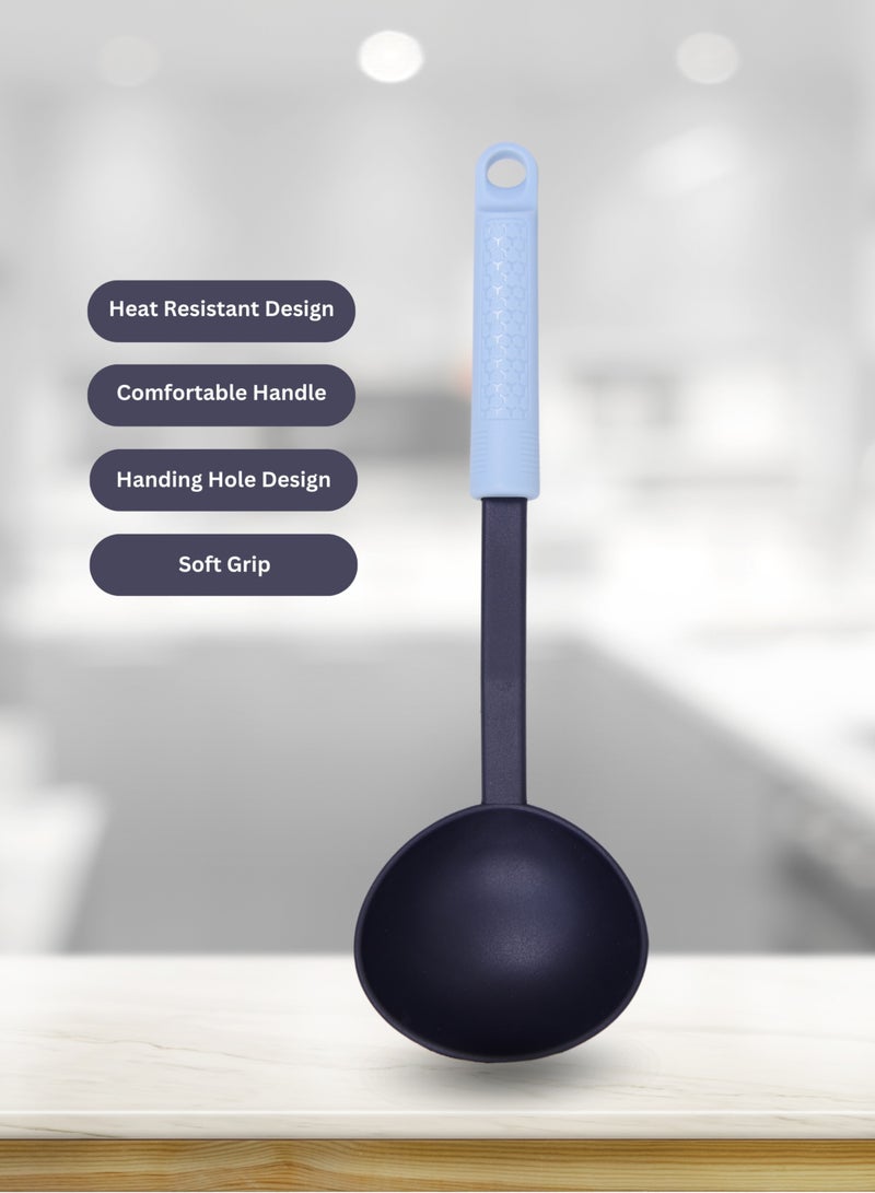 British Chef Soft  Nylon Ladle Spoon with Silicone Handle, Heat Resistance, Non Stick Flexible Ladle-Black & Light Grey BC-329  - Image 4