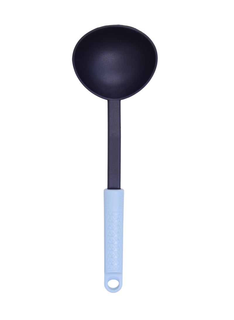 British Chef Soft  Nylon Ladle Spoon with Silicone Handle, Heat Resistance, Non Stick Flexible Ladle-Black & Light Grey BC-329  - Image 1