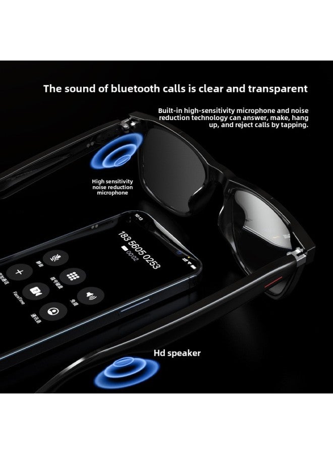 Smart Glasses Anti-blue Color Flat Audio Glasses Men And Women Wireless Fishing Headphones Black Technology Bluetooth Glasses-Color:Sunglasses - Image 2