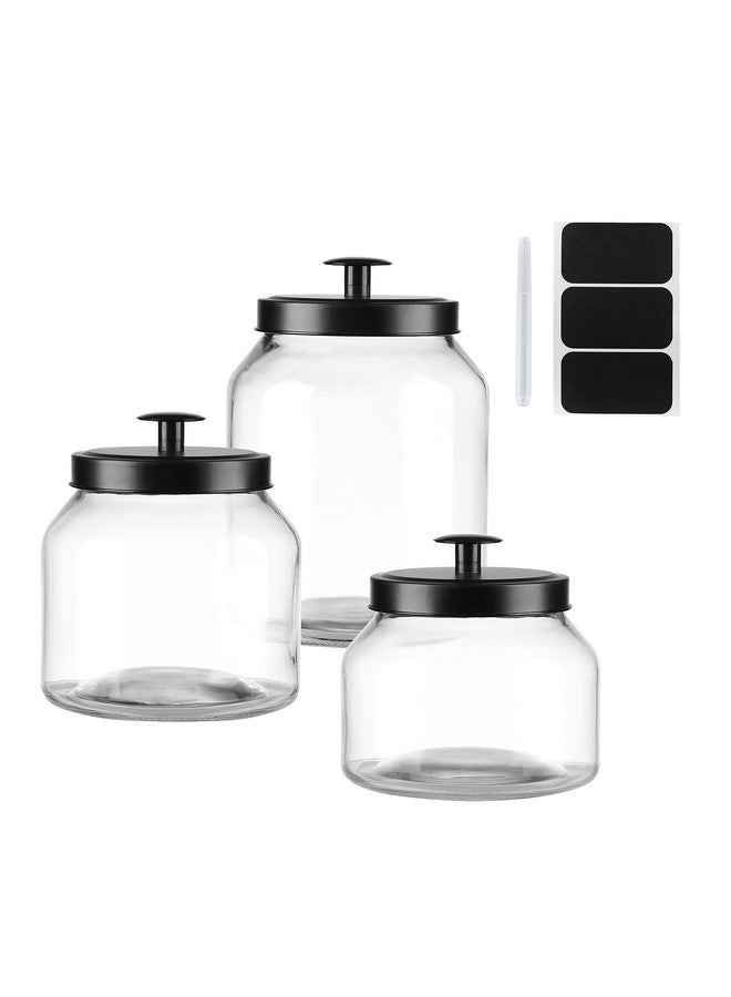 Hyperspace Clear Glass Kitchen Canister Set, Cookie Jar, Food Storage Container, Bathroom Jar with Metal Airtight Lid (Black)  - Image 1