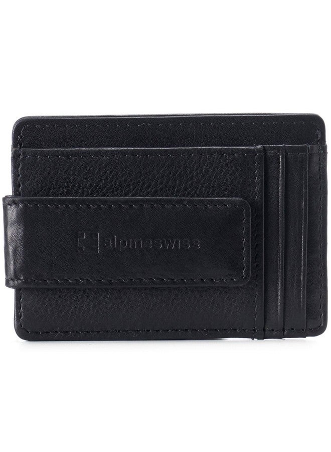 Alpine Swiss Harper Mens RFID Slim Money Clip Front Pocket Wallet Minimalist Leather ID Card Holder Black - Image 1