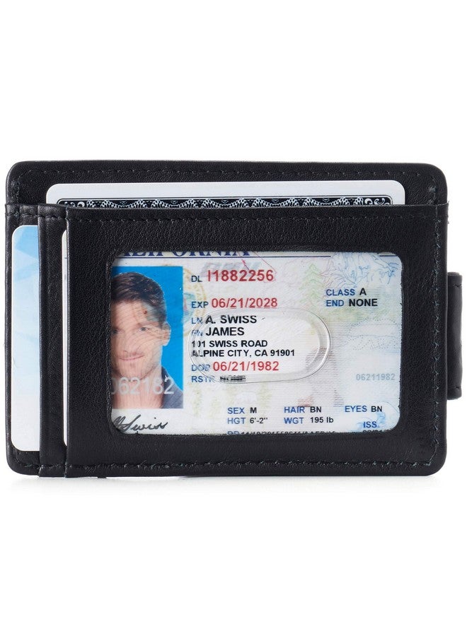 Alpine Swiss Harper Mens RFID Slim Money Clip Front Pocket Wallet Minimalist Leather ID Card Holder Black - Image 2