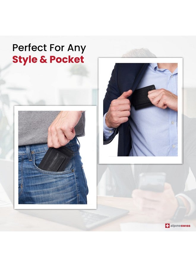 Alpine Swiss Harper Mens RFID Slim Money Clip Front Pocket Wallet Minimalist Leather ID Card Holder Black - Image 5