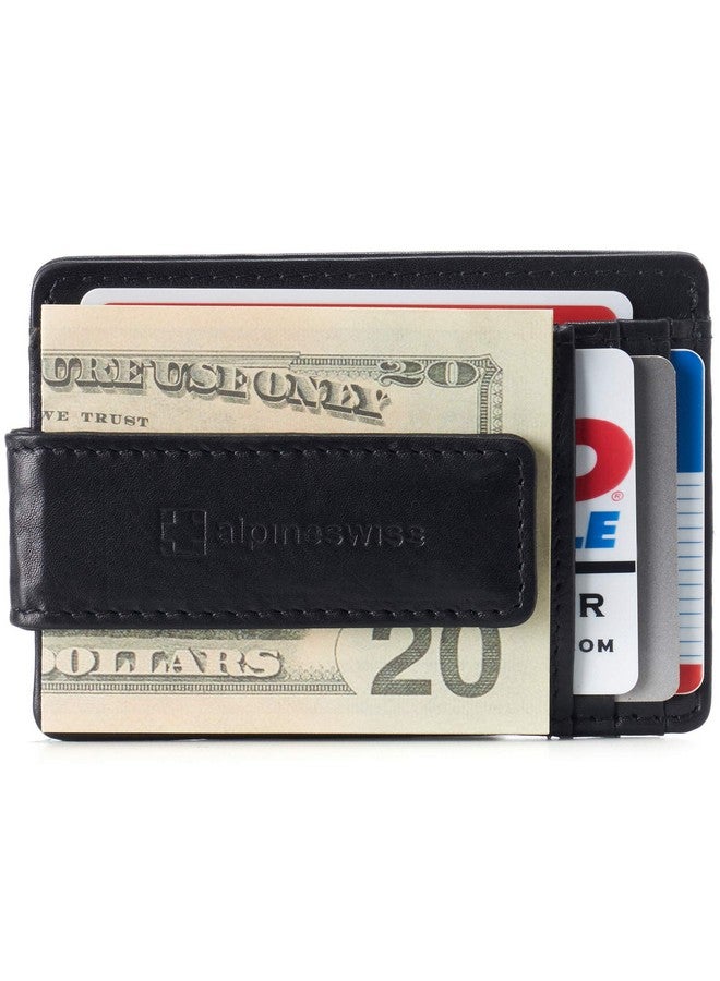 Alpine Swiss Harper Mens RFID Slim Money Clip Front Pocket Wallet Minimalist Leather ID Card Holder Black - Image 3