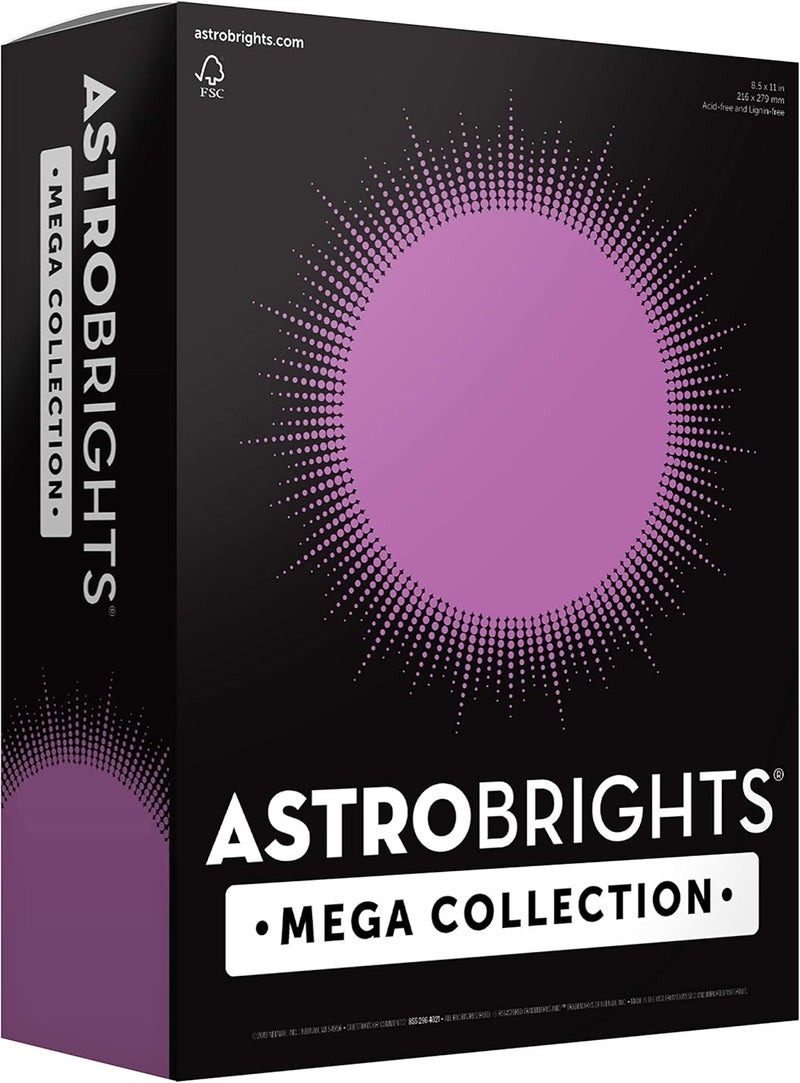 Astrobrights مجموعة مميزة، ورق ملون، بنفسجي زاهي، 320 ورقة، 65 رطل/176 جرام، 8.5" × 11" - المزيد من الأوراق! (91697) - Image 1