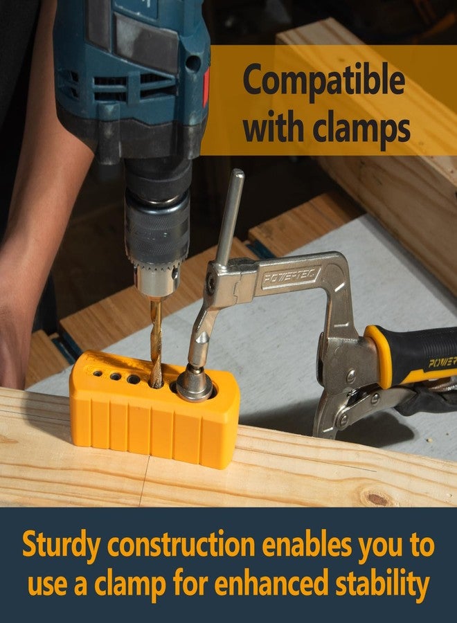 باورتيك دليل حفر POWERTEC - كتلة مثقاب متعددة الوظائف مع 6 أحجام شائعة لرؤوس المثقاب - لحفر ثقوب مستقيمة، أداة نجارة، عبوة واحدة (71971V) - Image 2