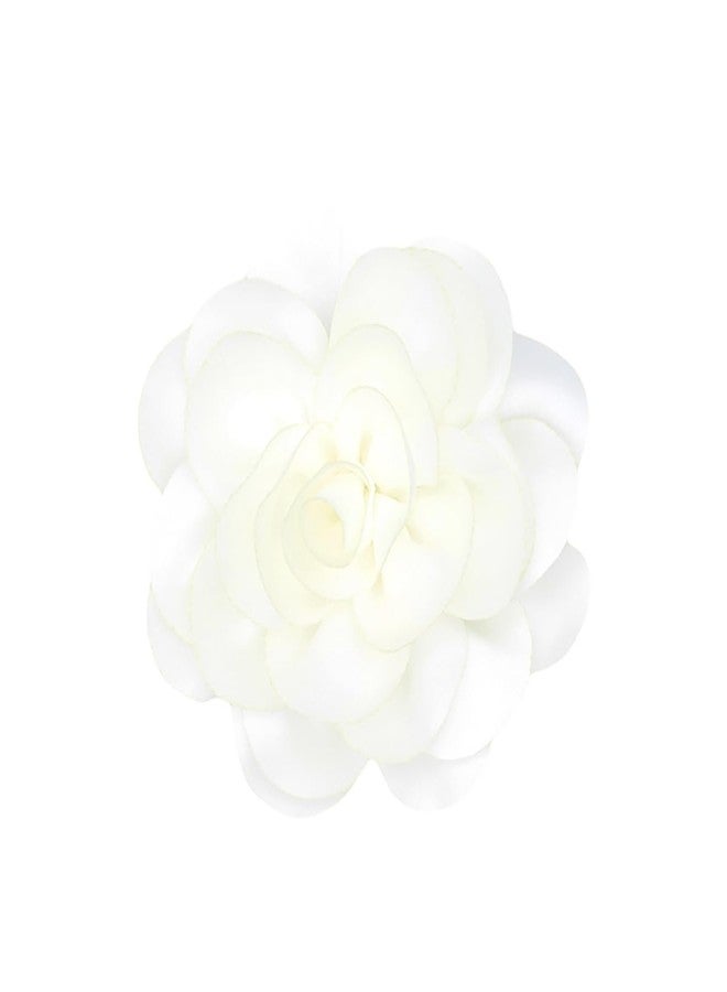 Extra Large Satin Rose Flower Brooch Pin Dainty Satin Fabric Brooches Big Camellia Brooch Lapel Pins Oversized Brooch Pin Wedding Prom Banquet Dress Suit Clothes Accessories Jewelry for Women (White)