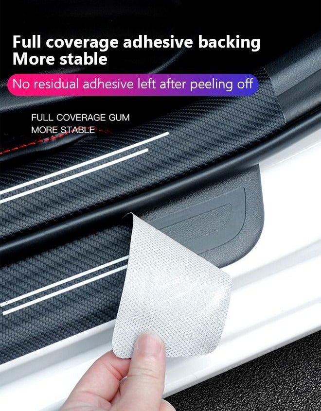 5PCS Car Door Sill Protector Stickers,Carbon Fiber Sport Threshold/Rear Bumper Guard Anti-Scratch Sticker Door Edge Protection Decorate,Interior Accessories Self-Adhesive Anti-Scratch Waterpoor - Image 2
