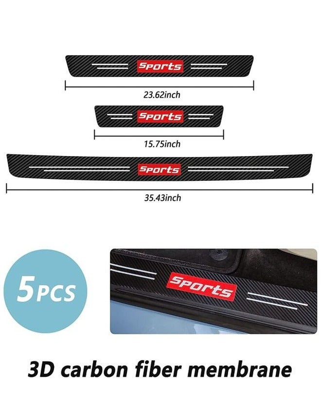 5PCS Car Door Sill Protector Stickers,Carbon Fiber Sport Threshold/Rear Bumper Guard Anti-Scratch Sticker Door Edge Protection Decorate,Interior Accessories Self-Adhesive Anti-Scratch Waterpoor - Image 3