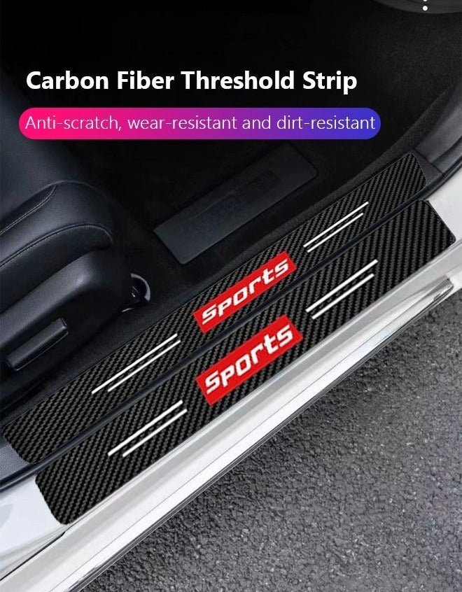 5PCS Car Door Sill Protector Stickers,Carbon Fiber Sport Threshold/Rear Bumper Guard Anti-Scratch Sticker Door Edge Protection Decorate,Interior Accessories Self-Adhesive Anti-Scratch Waterpoor - Image 4
