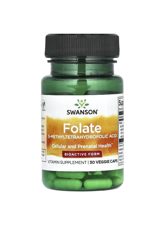 SWANSON سوانسون، فولات، 680 ميكروغرام DFE، 30 كبسولة نباتية - Image 1