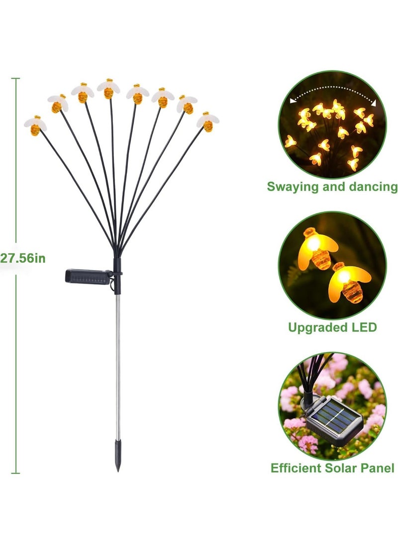 Flushrenic Solar powered fireworks lights, bee garden lights, waterproof outdoor garden lights. 120 LEDs are distributed on 40 copper wire branches. Star burst lights (warm white) for holiday trails, courtyards, and gardens. - Image 2
