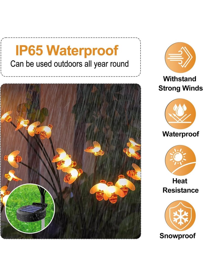 Flushrenic Solar powered fireworks lights, bee garden lights, waterproof outdoor garden lights. 120 LEDs are distributed on 40 copper wire branches. Star burst lights (warm white) for holiday trails, courtyards, and gardens. - Image 3