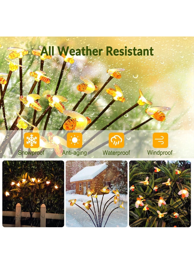 Flushrenic Solar powered fireworks lights, bee garden lights, waterproof outdoor garden lights. 120 LEDs are distributed on 40 copper wire branches. Star burst lights (warm white) for holiday trails, courtyards, and gardens. - Image 5
