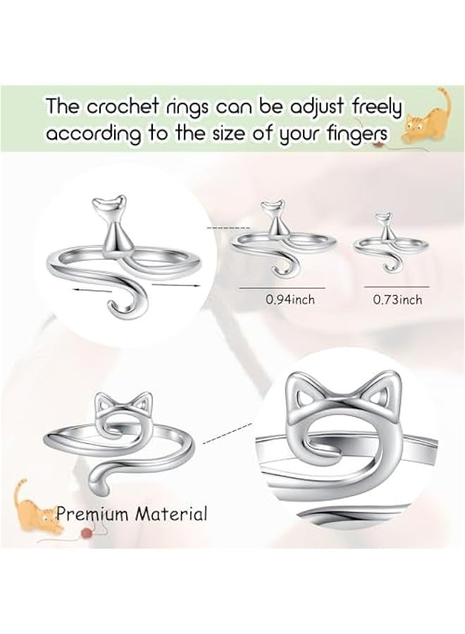 Adjustable Crochet Tension Rings for Finger Cat Yarn Guide Knitting Accessories Box Women 3Pcs  - Image 2