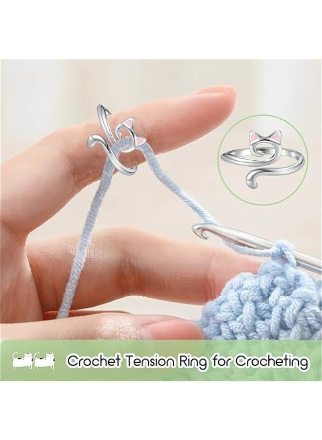 Adjustable Crochet Tension Rings for Finger Cat Yarn Guide Knitting Accessories Box Women 3Pcs  - Image 3
