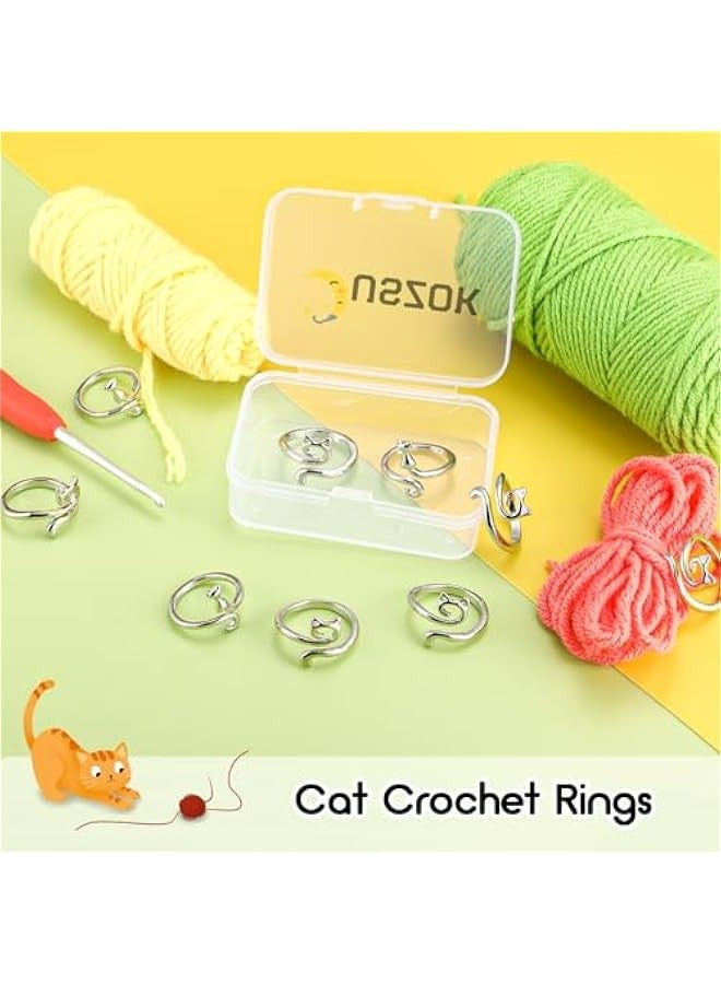 Adjustable Crochet Tension Rings for Finger Cat Yarn Guide Knitting Accessories Box Women 3Pcs  - Image 4
