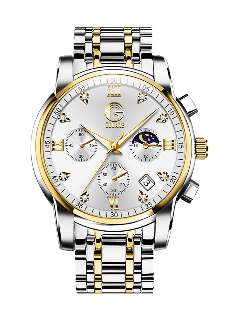 Gsquare Men's Analog Quartz White Dial Stainless Steel Watch-2858  - Image 1