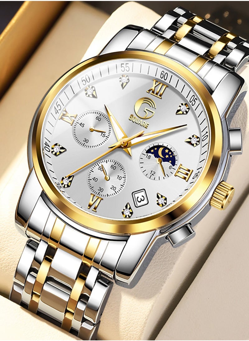 Gsquare Men's Analog Quartz White Dial Stainless Steel Watch-2858  - Image 4