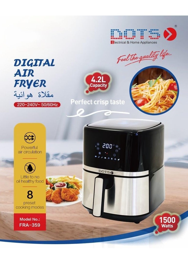 دوتس قلاية هوائية دوتس سعة 4.5 لتر, قدرة 1500 واط, أسود - FRA-359  - Image 2