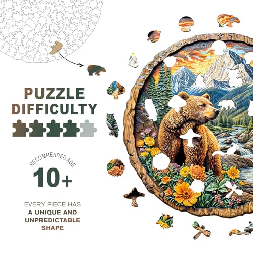 Purdicra Wooden Puzzles for Adults Majestic Bear Jigsaw Puzzles with Unique Animal Shape Wood Challenging Puzzles Ideal for Adults Christmas Birthday Gifts for Family Puzzle Game Lovers 134x13 290pcs - Image 5