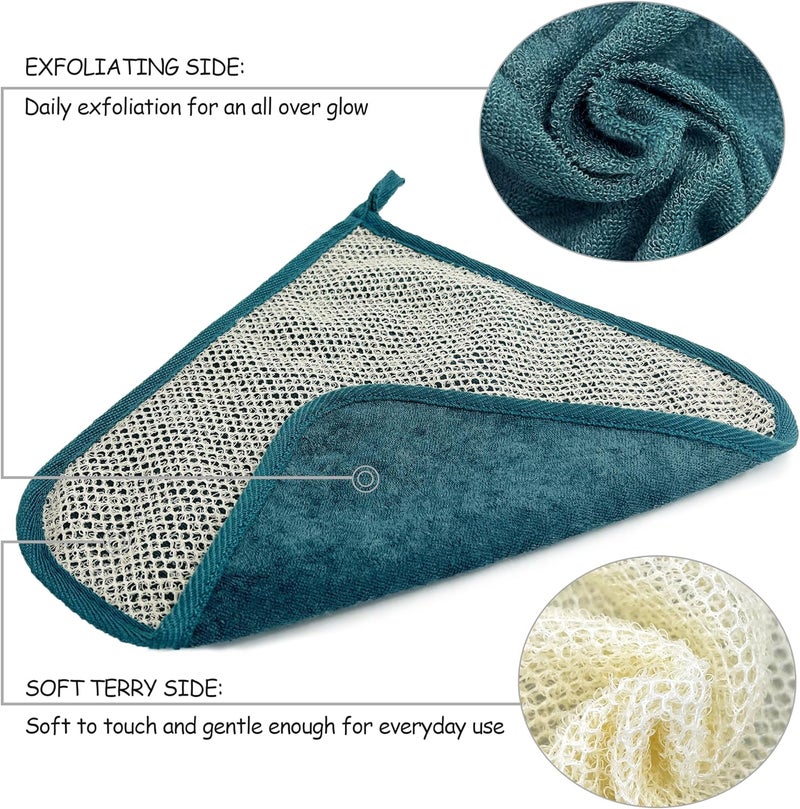 TTYBG 5 Pack Soft Weave Home Spa Bath Shower Exfoliating Massage Face Body Wash Cloths, Dual-Sided with Exfoliating Scrub and Soft Terry Cloth Towel - Image 2