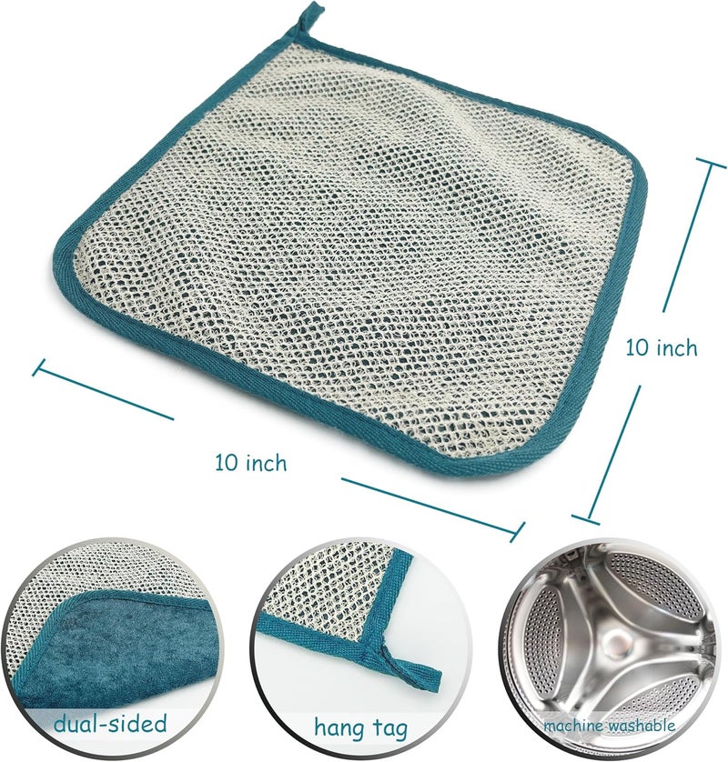TTYBG 5 Pack Soft Weave Home Spa Bath Shower Exfoliating Massage Face Body Wash Cloths, Dual-Sided with Exfoliating Scrub and Soft Terry Cloth Towel - Image 3