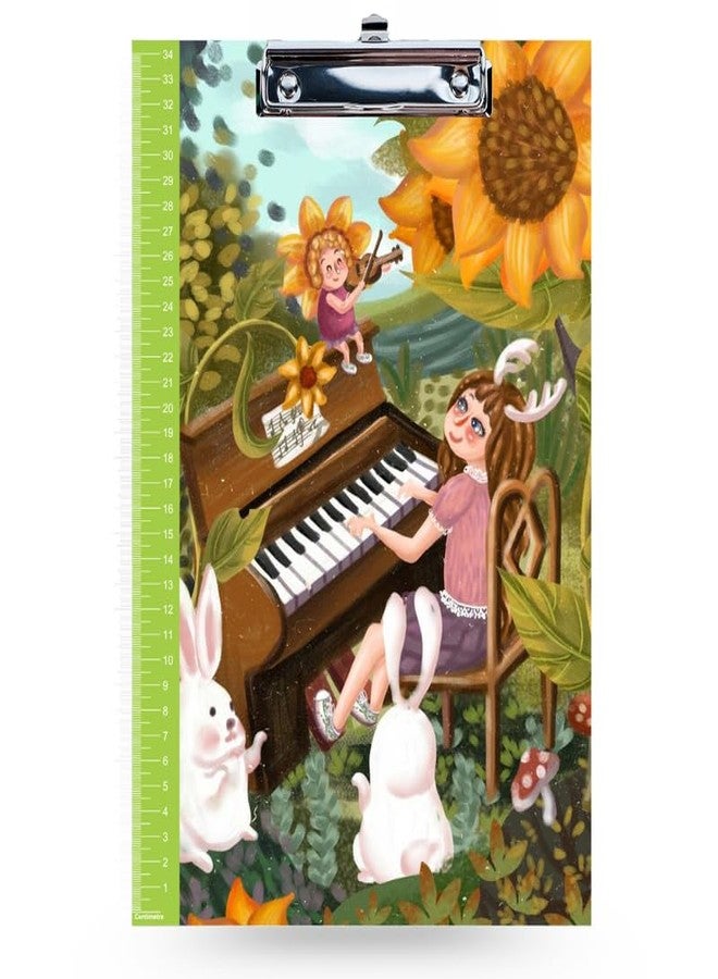 Right Whimsical Forest Music A4 Clipboard with Ruler Cute Rabbit & Piano Design Writing Board for Girls School Exam Pad - Image 1