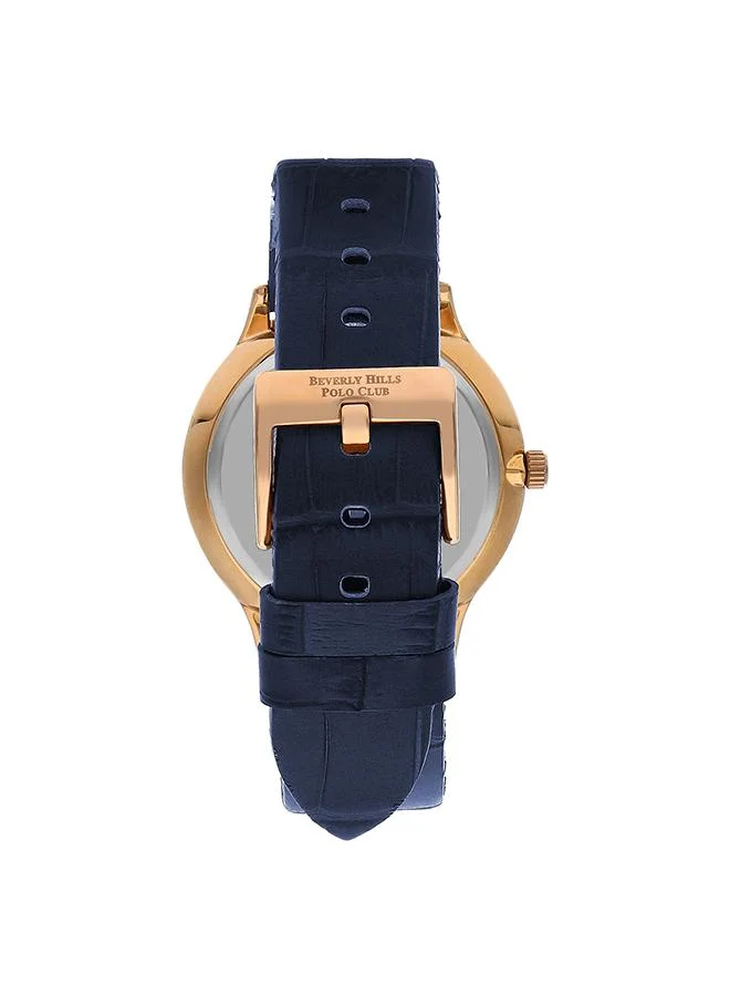 BEVERLY HILLS POLO CLUB Beverly Hills Polo Club Men's 2035 Movement Watch, Analog Display and Leather Strap - BP3308X.499, Dark Blue