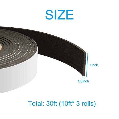 YIJUHOU Foam Tape Weather Stripping Window Seal,1"Wx1/8"T High Density Seal Strip,Adhesive Closed Cell Weather Strip(Total 30FT,Black) - Image 3