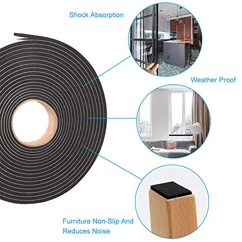 YIJUHOU Foam Tape Weather Stripping Window Seal,1"Wx1/8"T High Density Seal Strip,Adhesive Closed Cell Weather Strip(Total 30FT,Black) - Image 5