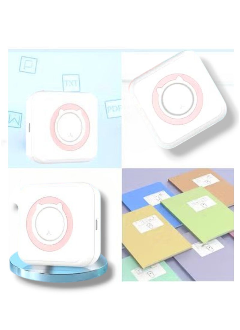Generic 10 Piece Set Consisting Of A Portable Thermal Printer A Silicone Protective Case A Wristband A Cloth Bag 3 Rolls Of Colored Thermal Paper And 3 Rolls Of White Thermal Paper It Is A Small Wireless Ink Free Ink Free Rechargeable Portable Smart Thermal Photo Printer That Works On Smartphones Tablets And Laptops To Print Your Photos Or Stickers Such As Printing The Names Of The Invitees On Invitation Cards Or Printing Barcodes Or Your Notes Or A Thank You Card It Is Easy And Versatile To Use And Can Be Carried In The Pocket The Color Of The Image Is Black And White Not Colored And The Special Paper For The Printer Is Thermal Paper (There Is Adhesive Paper Or Transparent Adhesive Paper Or Colored Thermal Paper Sold Separately Not Included With The Printer) The Color Of The Printer Is white  - Image 5