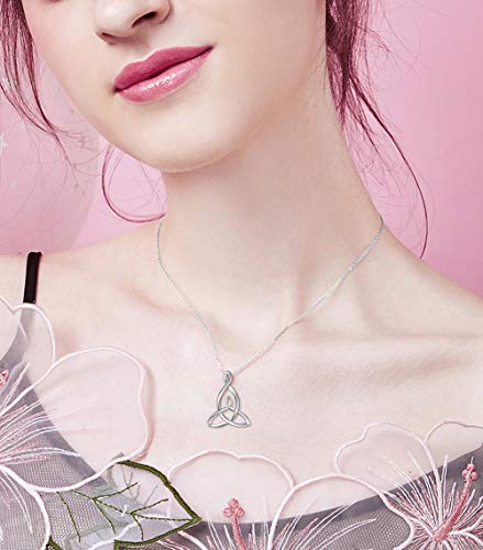 FLYOW 925 Sterling Silver Jewelry Mom Knot Mother Daughter Celtic Knot Pendant Necklace for Women Birthday Valentine's Day Mother's Day Gift, 16 Inch + 2 Inch - Image 5