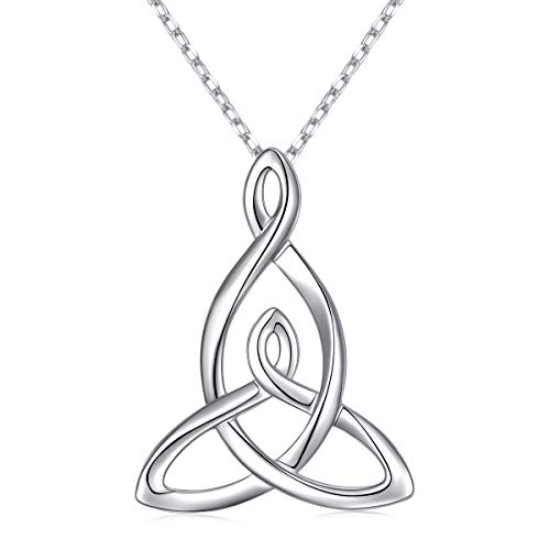 FLYOW 925 Sterling Silver Jewelry Mom Knot Mother Daughter Celtic Knot Pendant Necklace for Women Birthday Valentine's Day Mother's Day Gift, 16 Inch + 2 Inch - Image 1