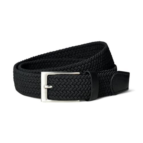 MaheTri Braided Canvas Stretchable Leather Belt, Premium Woven fabric Adjustable & Hole Free Belt for Men & Women (Black, Brown, Cream Black, Cream Brown) (Black, 42"-44" Waist Adjustable) - Image 4