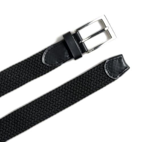 MaheTri Braided Canvas Stretchable Leather Belt, Premium Woven fabric Adjustable & Hole Free Belt for Men & Women (Black, Brown, Cream Black, Cream Brown) (Black, 42"-44" Waist Adjustable) - Image 5