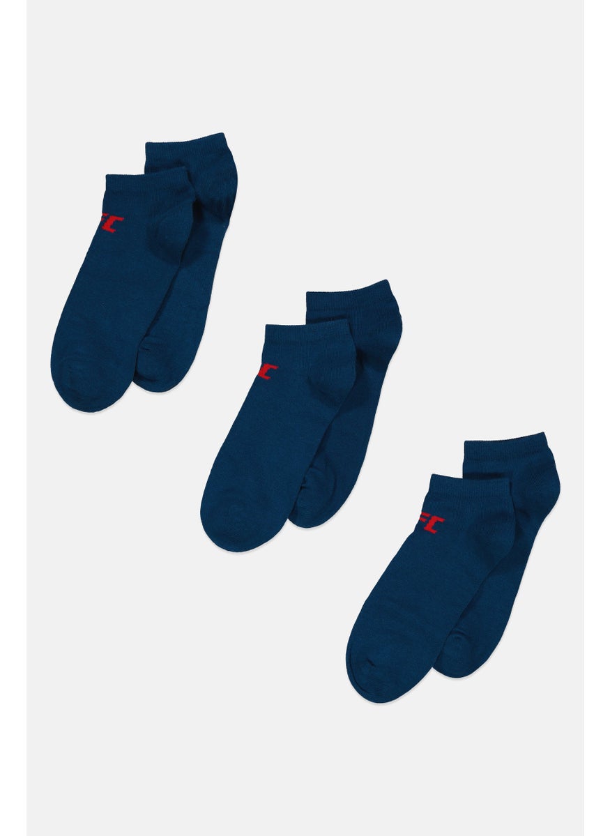 Ufc - Men 3 Pairs Brand Logo Ankle Sport Socks, Teal - Image 1